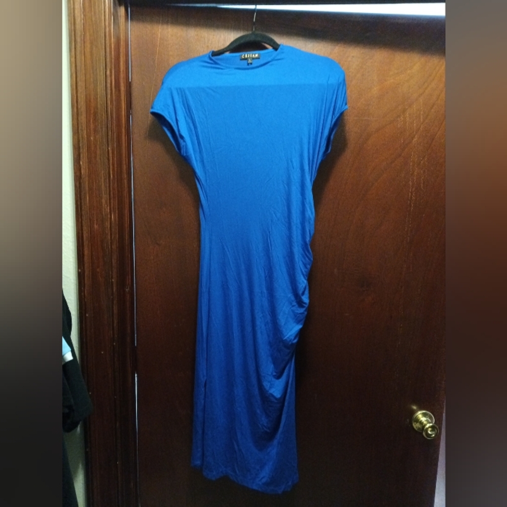 Cefian NWOT  Size Large Side Rouching Royal Blue Dress